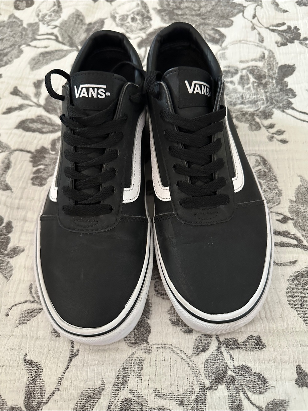 Vans Black and White Low-Top Skate Sneakers